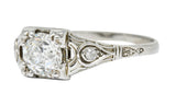 Wheeler & Co. Art Deco Diamond 18 Karat White Gold Engagement Ring GIARing - Wilson's Estate Jewelry