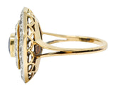 Early Art Deco 1.95 CTW Sapphire Diamond Platinum-Topped 14 Karat Gold Octagonal Cluster RingRing - Wilson's Estate Jewelry