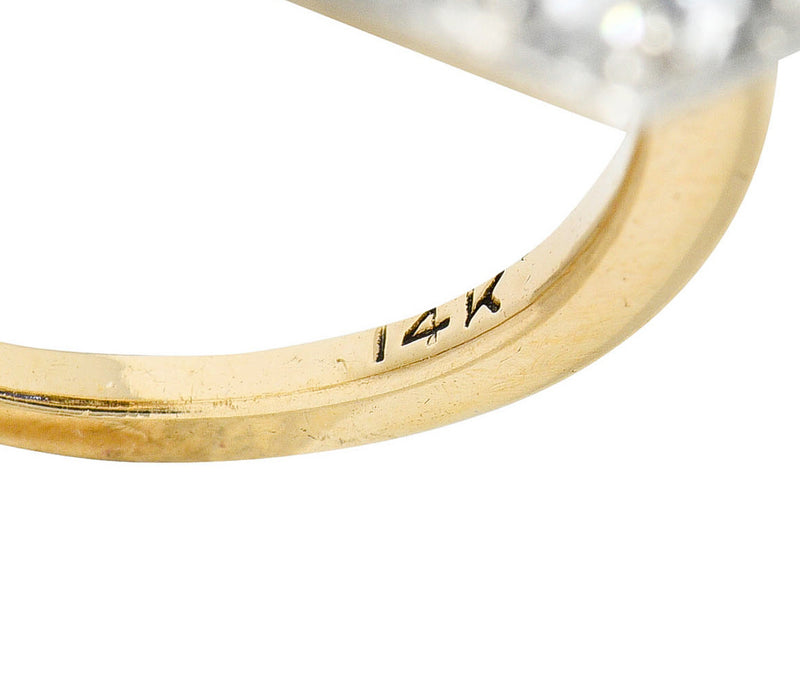 Early Art Deco 1.95 CTW Sapphire Diamond Platinum-Topped 14 Karat Gold Octagonal Cluster RingRing - Wilson's Estate Jewelry