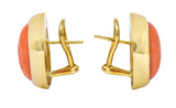 Gump's 1960's Vintage Coral Cabochon 18 Karat Gold EarringsEarrings - Wilson's Estate Jewelry