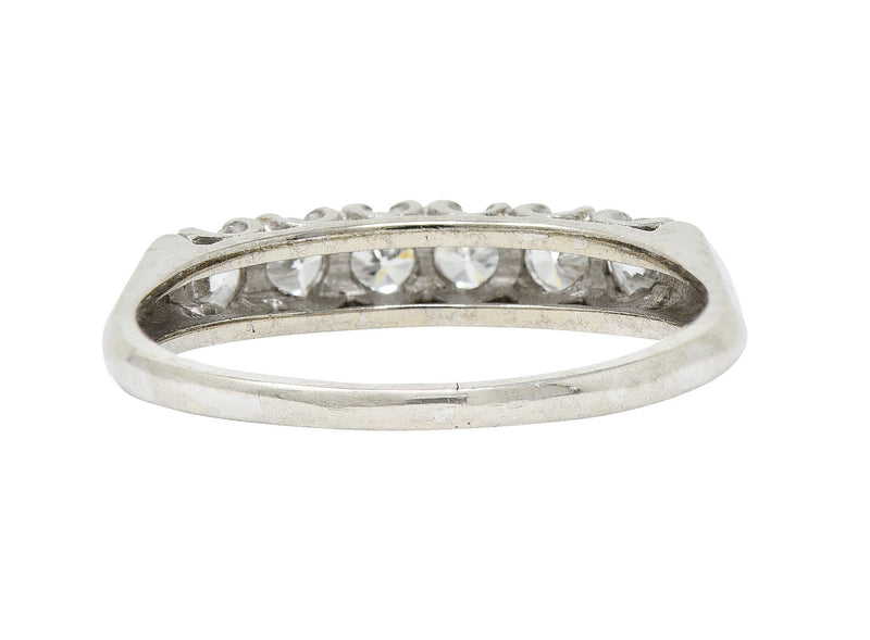 Retro 0.50 CTW Diamond 14 Karat White Gold Fishtail Band RingRing - Wilson's Estate Jewelry