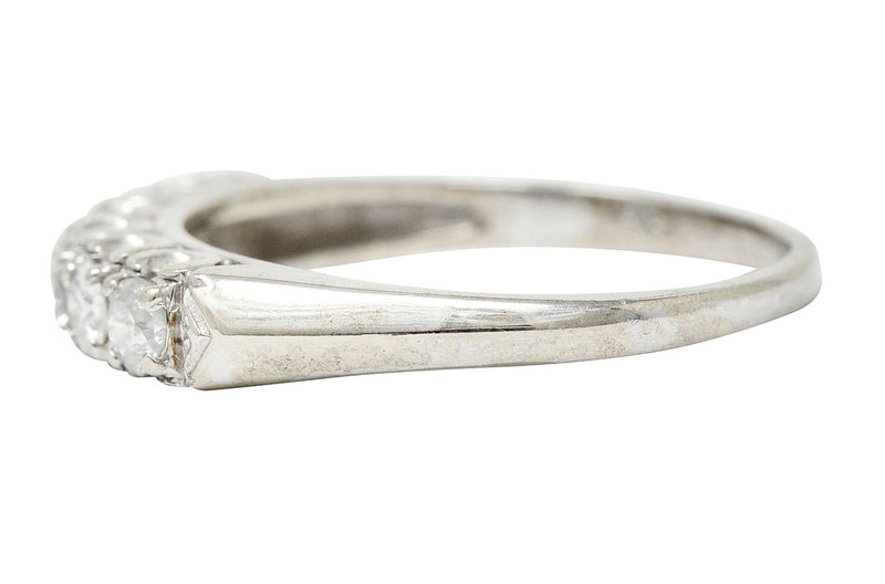 Retro 0.50 CTW Diamond 14 Karat White Gold Fishtail Band RingRing - Wilson's Estate Jewelry