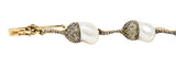 1910 Edwardian Russian Baroque Pearl Diamond 14 Karat Gold Acorn Link Braceletbracelet - Wilson's Estate Jewelry