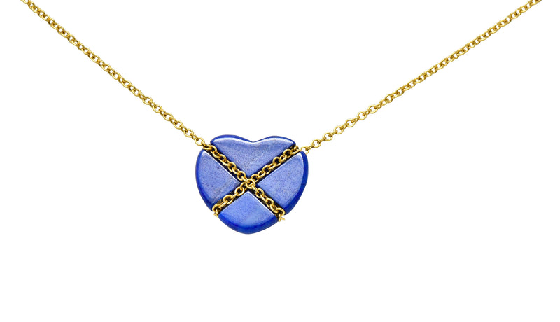 Tiffany & Co. Lapis Lazuli 18 Karat Gold Cross My Heart NecklaceNecklace - Wilson's Estate Jewelry