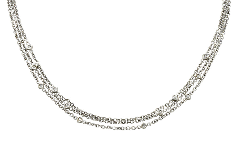 Contemporary 0.50 CTW Diamond 18 Karat White Gold Multi-Strand NecklaceNecklace - Wilson's Estate Jewelry