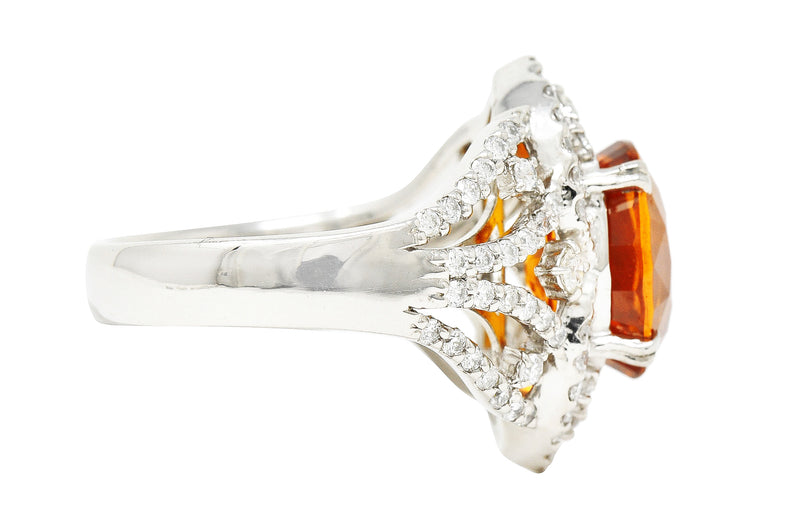Contemporary 6.99 CTW Ceylon Orange Sapphire Diamond Platinum Cocktail Ring GIA Wilson's Estate Jewelry