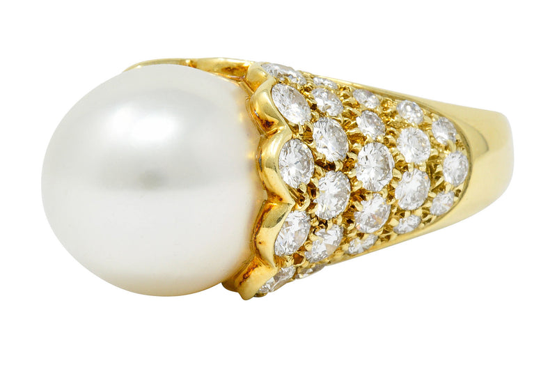 Van Cleef & Arpels South Sea Pearl 3.40 CTW Diamond 18 Karat Gold Statement RingRing - Wilson's Estate Jewelry