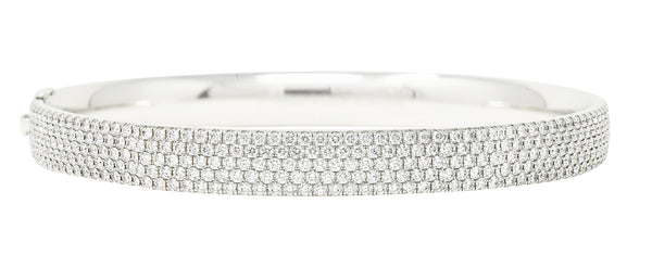 Tiffany & Co. 4.96 CTW Pavè Diamond 18 Karat White Gold Metro Bangle Bracelet Wilson's Estate Jewelry