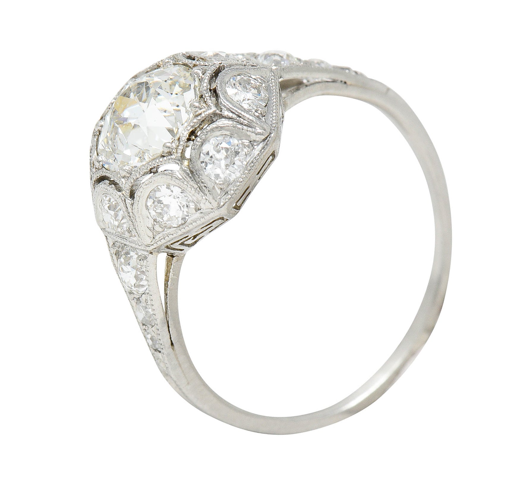 Art Deco 1.62 CTW Diamond Platinum Starburst Cluster RingRing - Wilson's Estate Jewelry