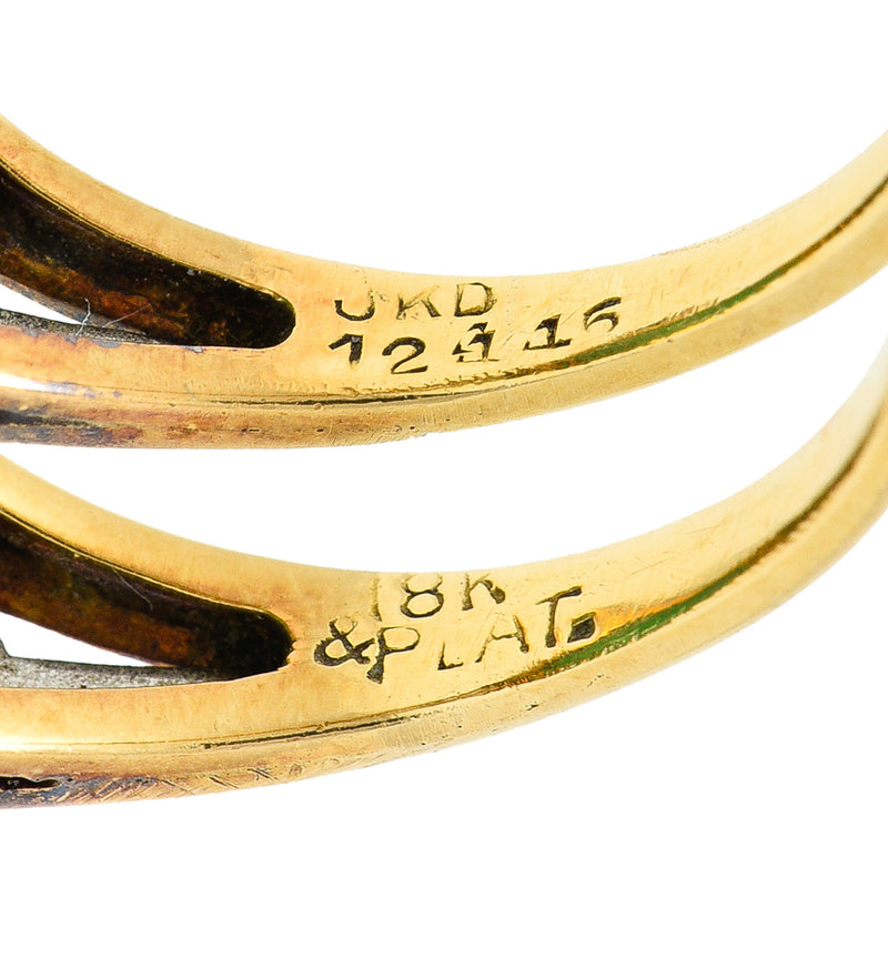 Edwardian Natural Jadeite Jade Cabochon Platinum 18 Karat Yellow Gold Lotus Antique Ring GIA Wilson's Estate Jewelry