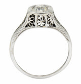 Edwardian 0.45 CTW Diamond 14 Karat White Gold Floral Engagement RingRing - Wilson's Estate Jewelry