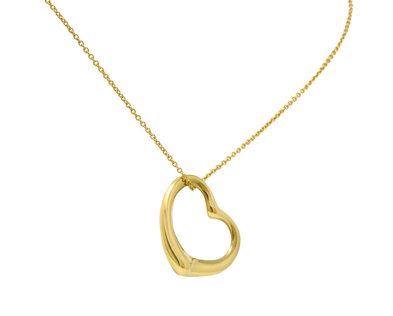 Elsa Peretti Tiffany & Co. 18 Karat Gold 22MM Open Heart Pendant ...