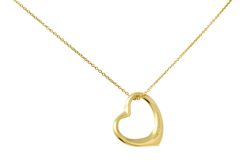 Elsa Peretti Tiffany & Co. 18 Karat Gold 22MM Open Heart Pendant ...