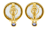 Elizabeth Locke Tanzanite Venetian Glass Mother-Of-Pearl Athena 18 Karat Gold EarringsEarring - Wilson's Estate Jewelry