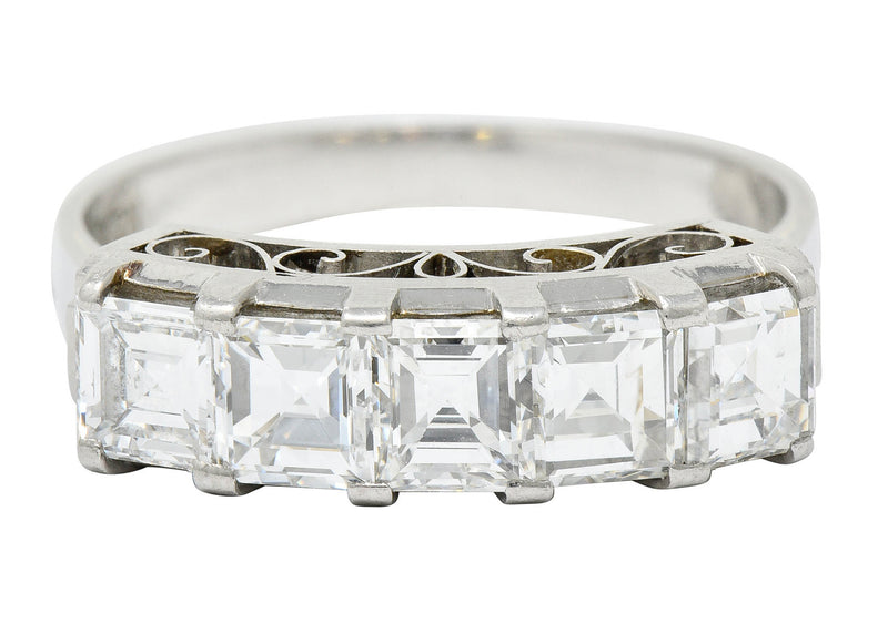 Contemporary 1.62 CTW Step Cut Diamond Platinum Five Stone Band RingRing - Wilson's Estate Jewelry