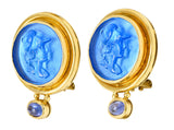 Elizabeth Locke Tanzanite Venetian Glass Mother-Of-Pearl Athena 18 Karat Gold EarringsEarring - Wilson's Estate Jewelry