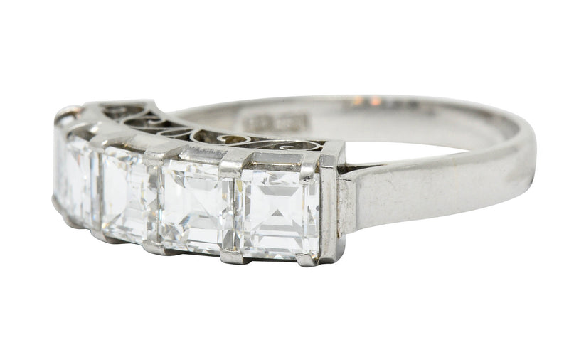 Contemporary 1.62 CTW Step Cut Diamond Platinum Five Stone Band RingRing - Wilson's Estate Jewelry