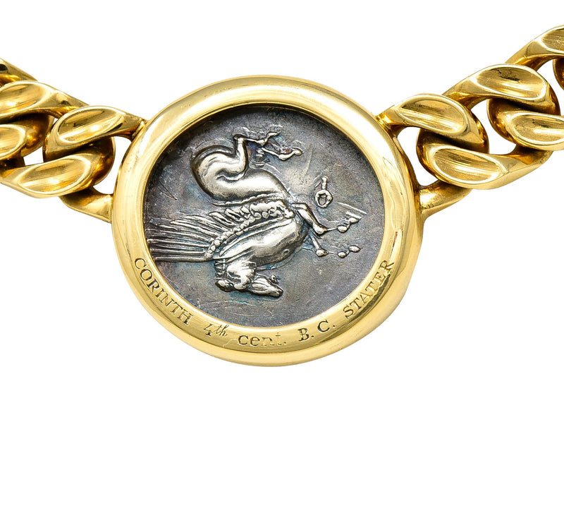 .11111 *Bulgari Ancient Coin 18 Karat Yellow Gold Athena Pegasus Monete Station NecklaceNecklace - Wilson's Estate Jewelry