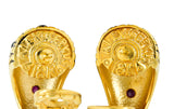 Alex Sepkus 0.35 CTW Sapphire Ruby 18 Karat Gold J Hoop EarringsEarrings - Wilson's Estate Jewelry