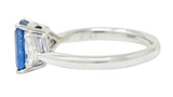 Contemporary 2.60 CTW No Heat Sapphire Diamond Platinum Three Stone Ring GIARing - Wilson's Estate Jewelry