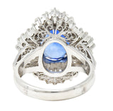 Contemporary 9.22 CTW Ceylon Sapphire Diamond Platinum Ballerina Halo Cocktail Ring GIA Wilson's Estate Jewelry