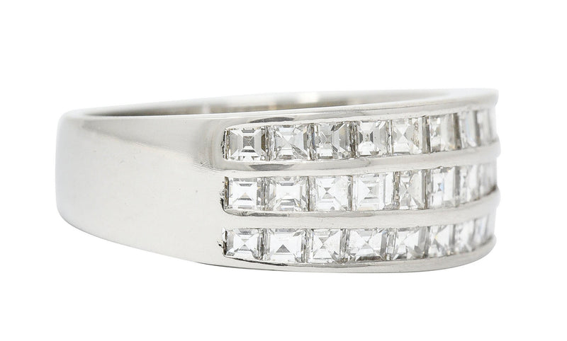 Modern 1.46 CTW Square Step Cut Diamond Platinum Channel Band RingRing - Wilson's Estate Jewelry