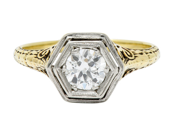 W.W. Fulmer & Co. 0.70 CTW Diamond Platinum-Topped 14 Karat Gold Engagement RingRing - Wilson's Estate Jewelry