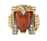 1920's Egyptian Revival Diamond Jasper Platinum-Topped 14 Karat Gold Pharaoh RingRing - Wilson's Estate Jewelry