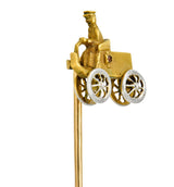 Edwardian Platinum-Topped 14 Karat Gold Antique Car StickpinStick Pin - Wilson's Estate Jewelry