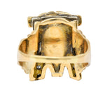 1920's Egyptian Revival Diamond Jasper Platinum-Topped 14 Karat Gold Pharaoh RingRing - Wilson's Estate Jewelry