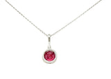 Contemporary 1.90 CTW Ruby Diamond Halo Platinum Gemstone Pendant NecklaceNecklace - Wilson's Estate Jewelry