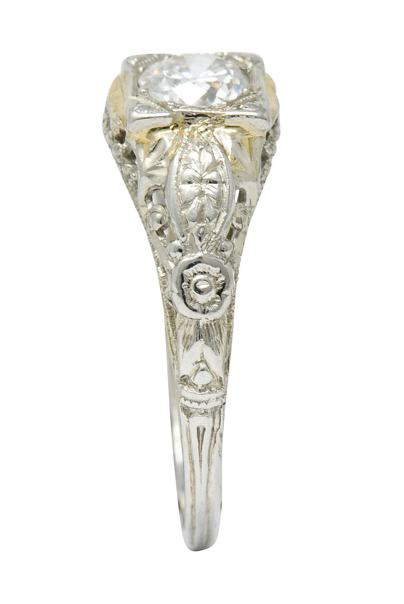 1920's Art Deco 0.35 CTW 18 Karat White Gold Floral Engagement RingRing - Wilson's Estate Jewelry