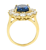 Vintage 7.20 CTW Sapphire Diamond 18 Karat Gold Cluster RingRing - Wilson's Estate Jewelry