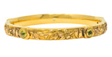 Riker Brothers Art Nouveau Peridot 14 Karat Gold Floral Bangle Braceletbracelet - Wilson's Estate Jewelry