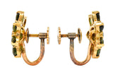 Tiffany & Co. Retro Green Tourmaline 14 Karat Gold Flower Screwback EarringsEarrings - Wilson's Estate Jewelry