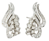 1950's Mid-Century 2.62 CTW Diamond Platinum Tendril EarringsEarrings - Wilson's Estate Jewelry