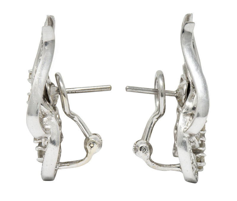 1950's Mid-Century 2.62 CTW Diamond Platinum Tendril EarringsEarrings - Wilson's Estate Jewelry