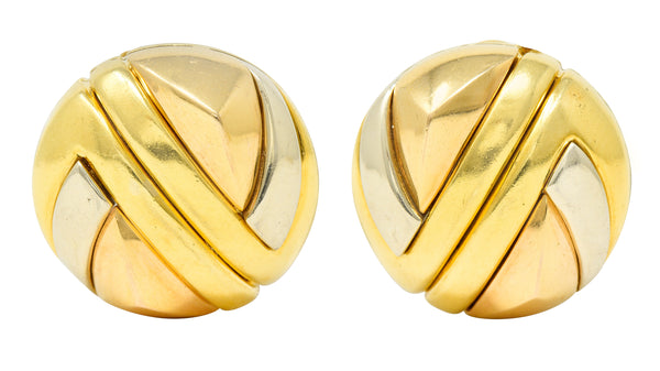 Bulgari Italian 18 Karat Tri-Colored Gold Vintage Ear-Clip EarringsEarrings - Wilson's Estate Jewelry