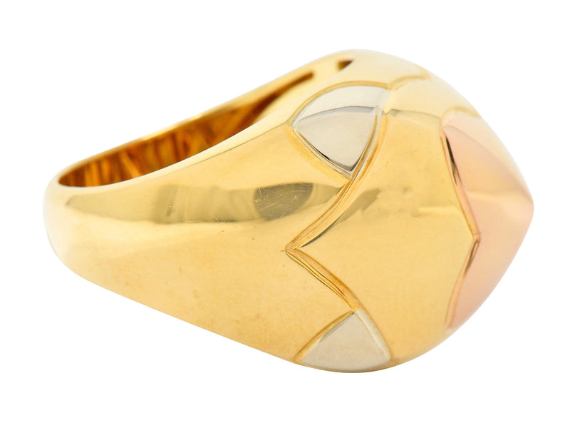 Bulgari 18 Karat Tri-Colored Gold Pyramide Band RingRing - Wilson's Estate Jewelry