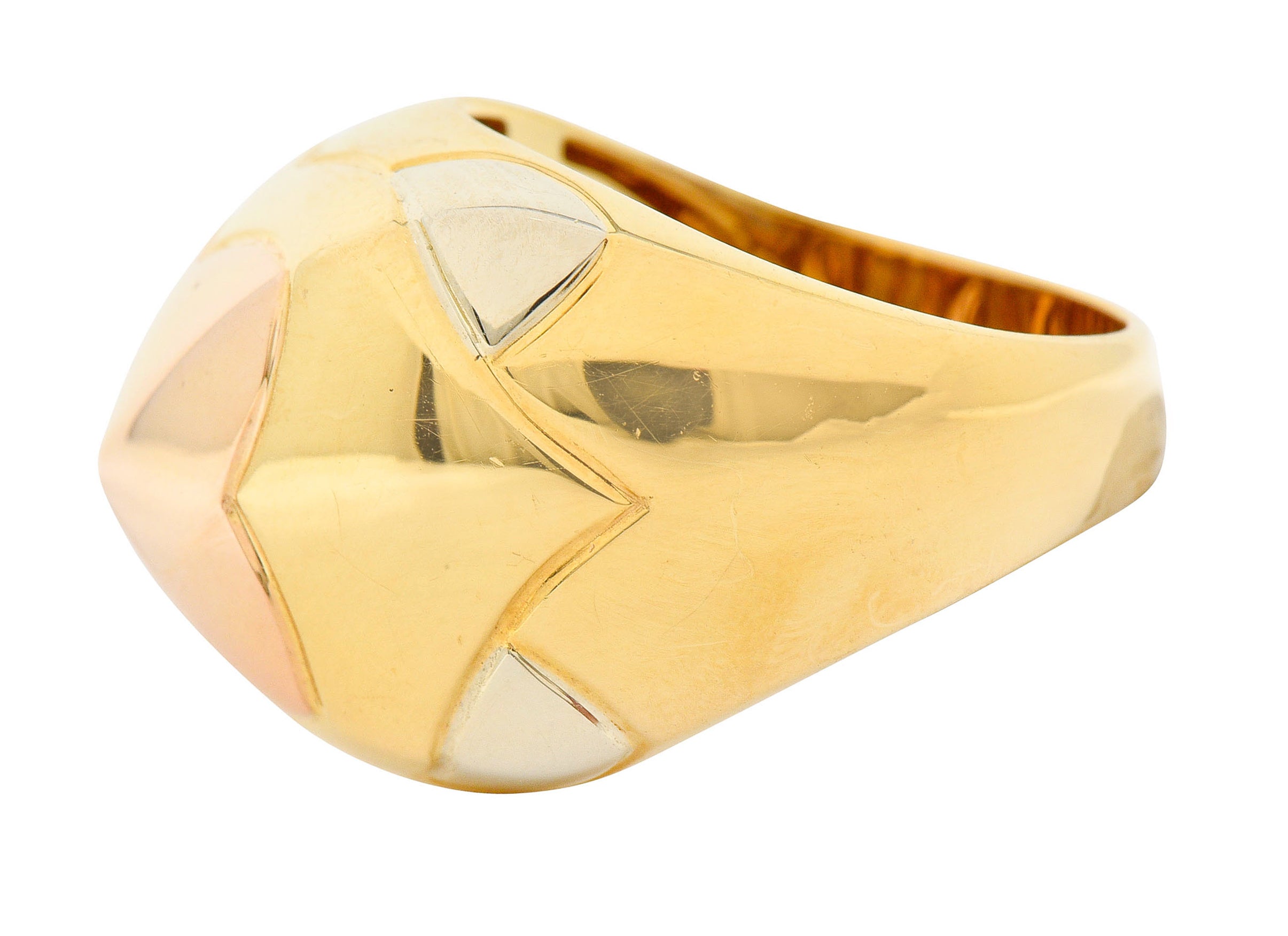 Bulgari 18 Karat Tri-Colored Gold Pyramide Band RingRing - Wilson's Estate Jewelry