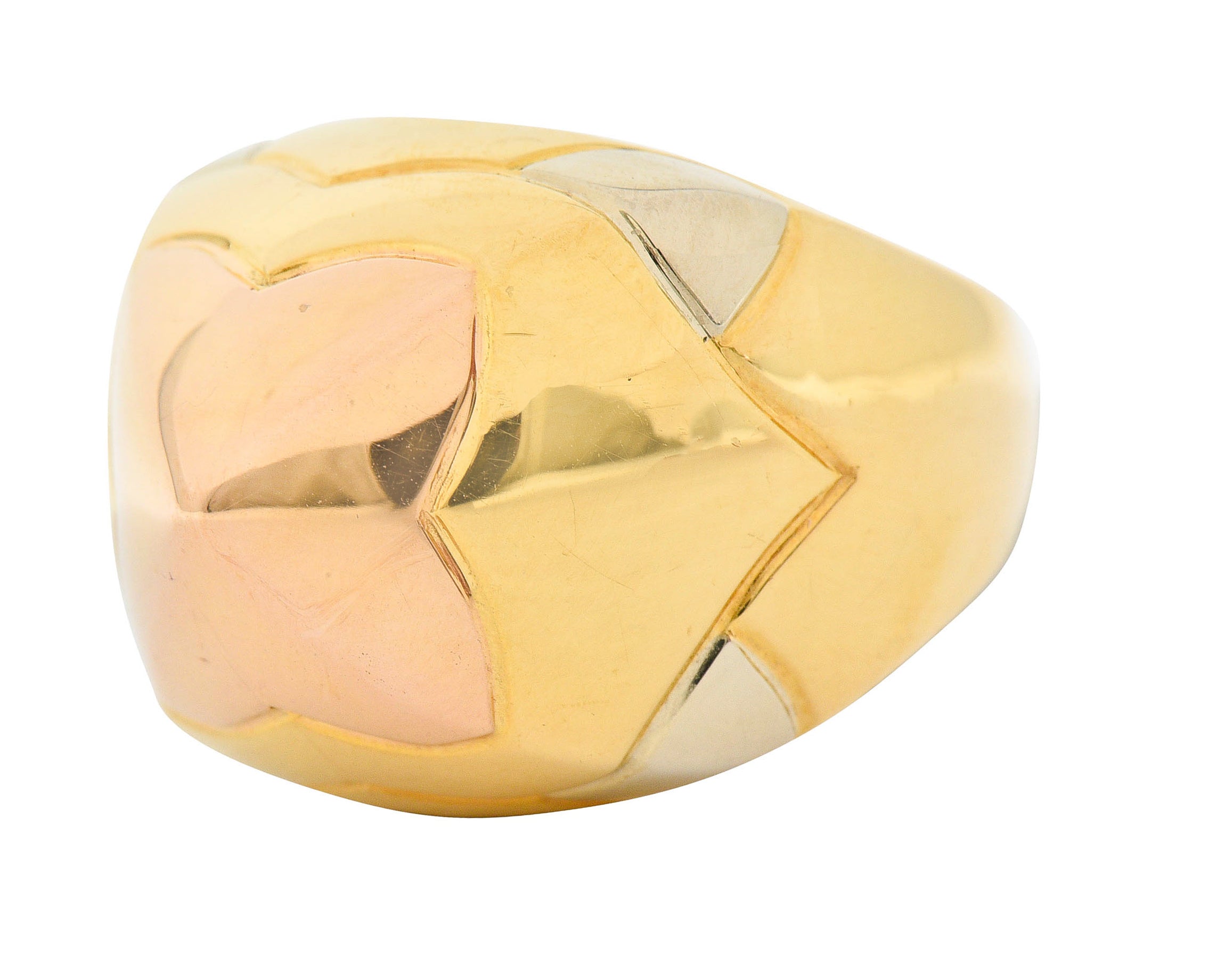 Bulgari 18 Karat Tri-Colored Gold Pyramide Band RingRing - Wilson's Estate Jewelry