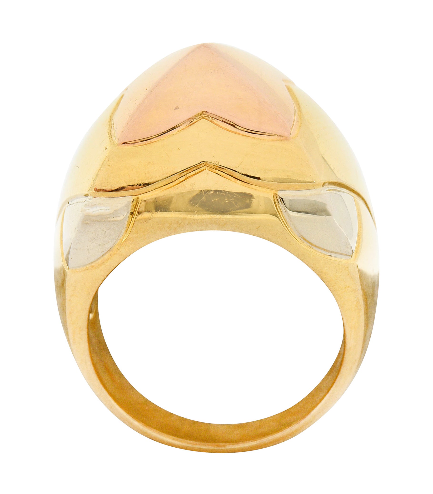 Bulgari 18 Karat Tri-Colored Gold Pyramide Band RingRing - Wilson's Estate Jewelry