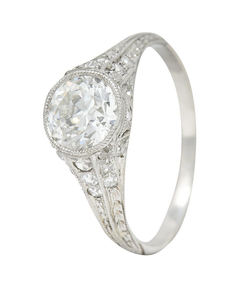 1930's Art Deco 1.35 CTW Diamond Platinum Bezel Engagement RingRing - Wilson's Estate Jewelry