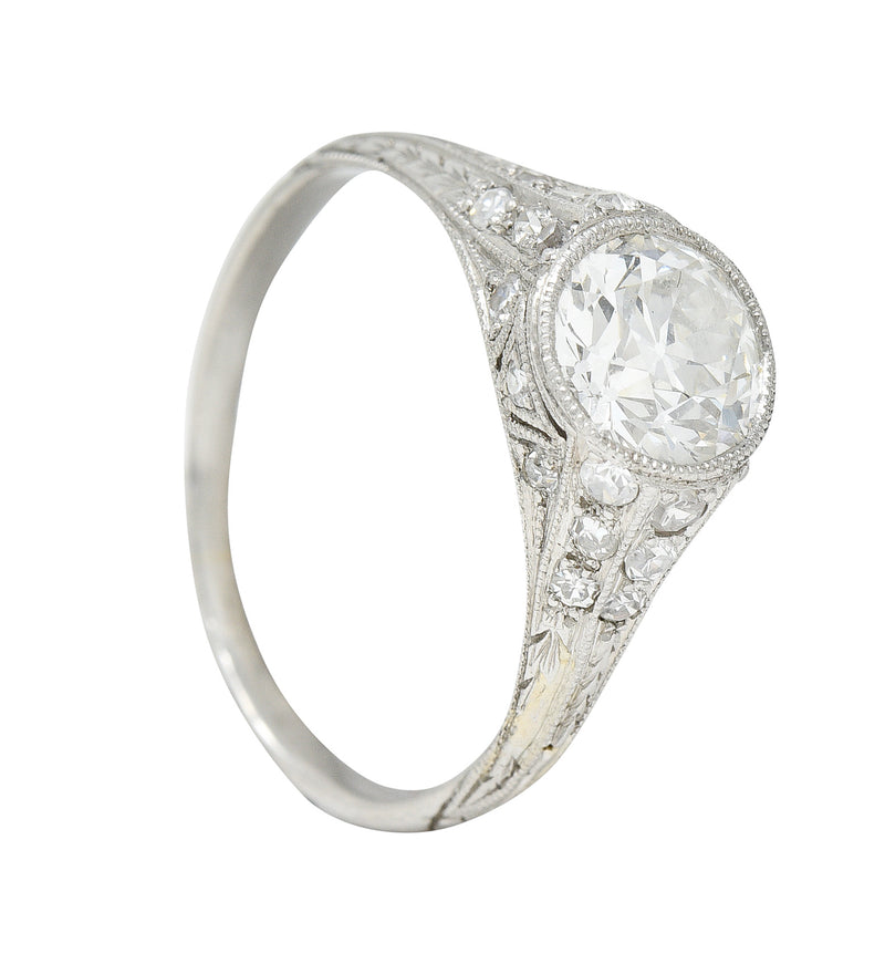 1930's Art Deco 1.35 CTW Diamond Platinum Bezel Engagement RingRing - Wilson's Estate Jewelry