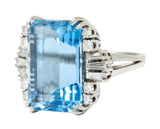Felger Inc. Mid-Century 17.50 CTW Aquamarine Diamond Platinum Statement Ring Circa 1950Ring - Wilson's Estate Jewelry