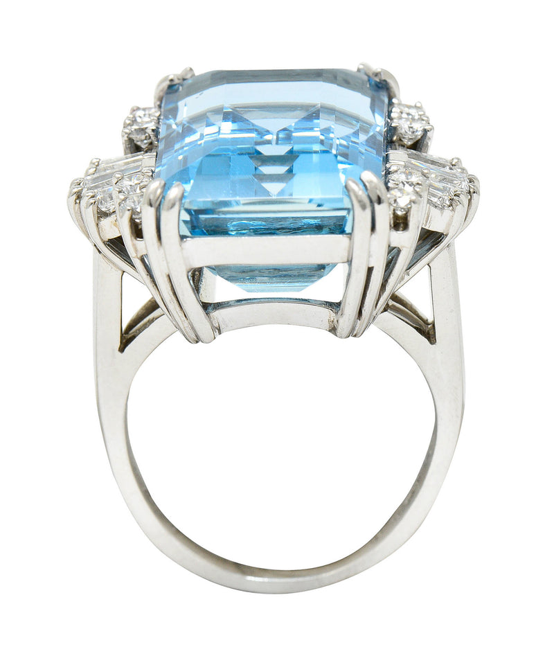 Felger Inc. Mid-Century 17.50 CTW Aquamarine Diamond Platinum Statement Ring Circa 1950Ring - Wilson's Estate Jewelry