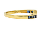 Contemporary 0.50 CTW Sapphire Diamond 18 Karat Gold Chevron Band RingRing - Wilson's Estate Jewelry
