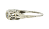 Art Deco 0.73 CTW Diamond Sapphire 19 Karat White Gold Band RingRing - Wilson's Estate Jewelry