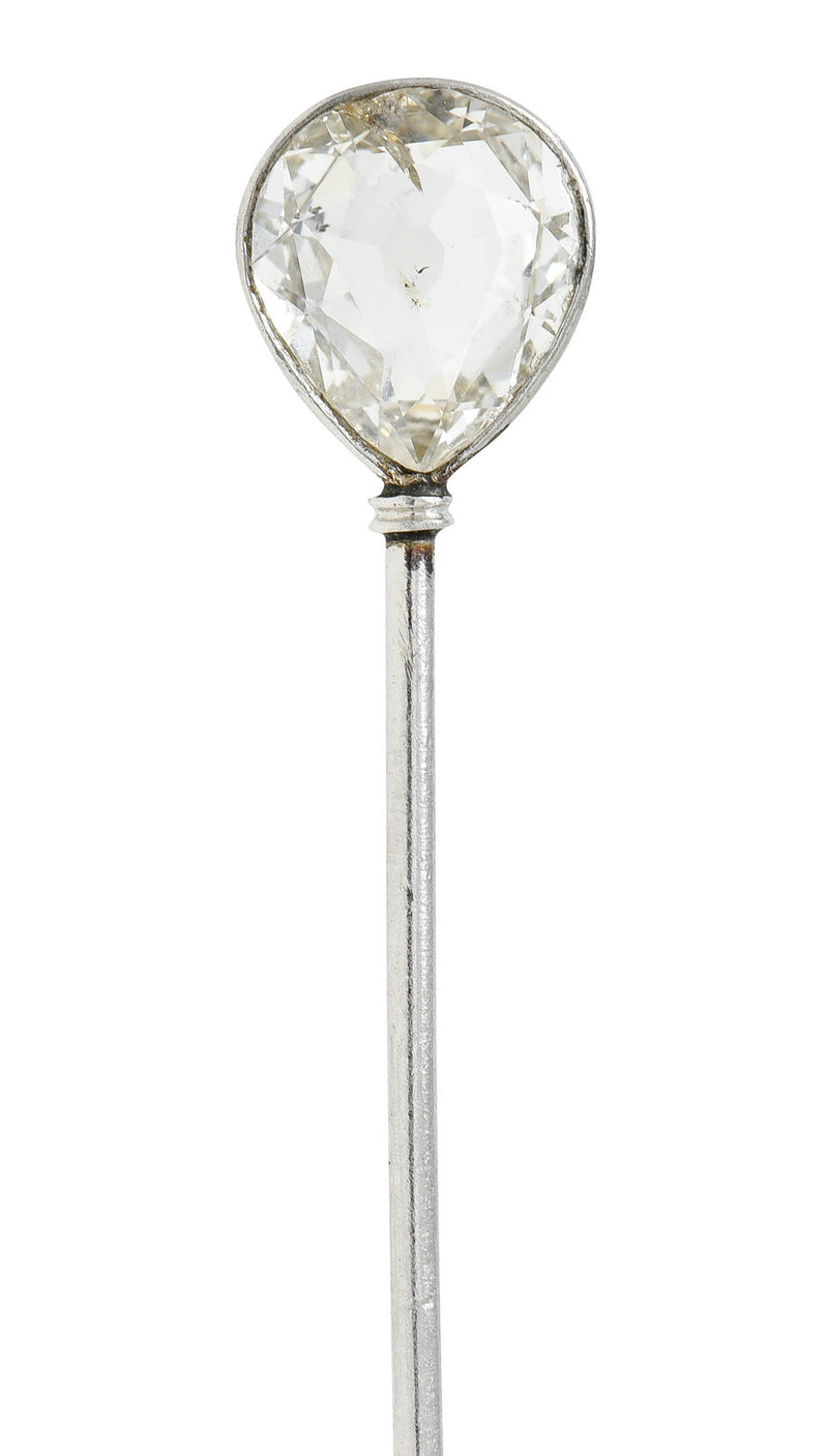 Edwardian 0.80 CTW Old Pear Cut Diamond Platinum StickpinStick Pin - Wilson's Estate Jewelry