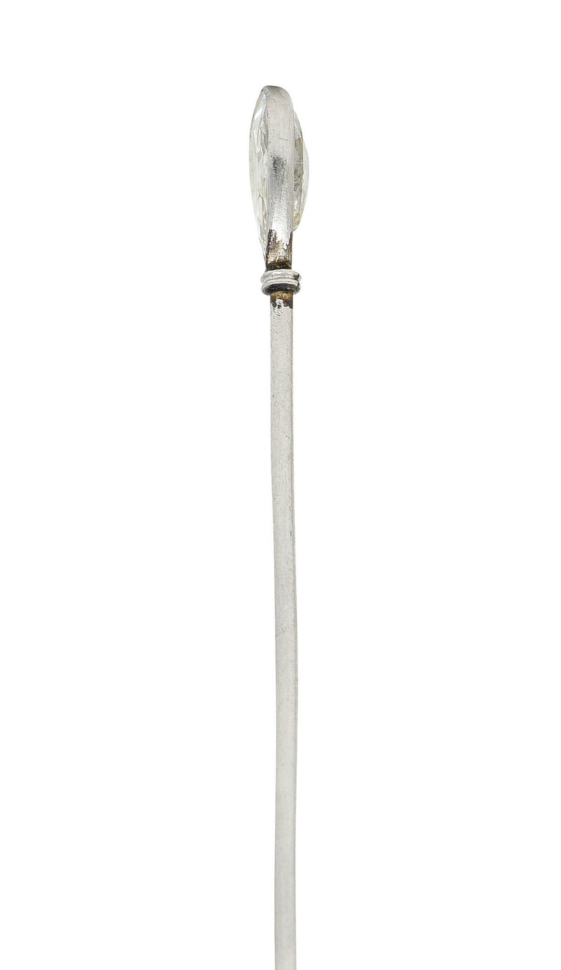 Edwardian 0.80 CTW Old Pear Cut Diamond Platinum StickpinStick Pin - Wilson's Estate Jewelry